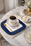 Hamsa Mandala Fringed Decorative Fabric Napkin - Meditation Bohemian Navy Blue Coaster Handkerchief - 5