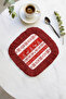 Nordic New Year's Festive Fringed Presentation Napkin - Winter Themed Rustic Red and White Coaster Napkin - 8
