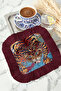 Exotic Tiger Motif Fringed Presentation Napkin - Vibrant Bohemian Red Berceste Coaster Tissue