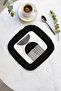 Geometric Modern Style Fringed Presentation Napkin - Minimalist Black and White Ethnic Coaster Tissue - 7