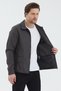 Men's Anthracite Polo Collar Basic Zippered Seasonal Jacket - 2