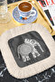 Fringed Bohemian Presentation Napkin with Mandala Elephant Figure - Bohemian Home Style Black Cream Coaster Tissue