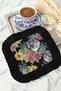 Luxurious Floral Tiger Fringed Stylish Serving Napkin - Elegant Bohemian Black Colored Under-Coffee Tray Napkin - 3