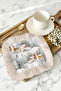 Winter Garden Snow View Fringed Presentation Napkin - Natural Rustic White Gray Beige Coaster Tissue - 5