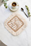 Elegant Tropical Leaf Fringed Presentation Napkin - Natural Bohemian Beige Cream Patterned Coffee Presentation Napkin - 4