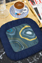 Elegant Geometric Fringed Presentation Napkin - Abstract Modern Navy Blue Gold Color Coaster Tissue - 3