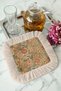 Luxury Vintage Elegance Fringed Presentation Napkin - Elegant Spring Bohemian Beige Gold Color Coaster Handkerchief - 7
