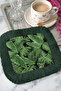Tropical Leaf Fringed Presentation Napkin - Natural Green Bohemian Dark Green Coaster Serving Napkin - 8
