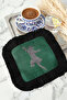 Leopard Motif Luxury Fringed Decorative Fabric Napkin - Bohemian Emerald Black Coaster Tissue - 8