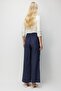 4808 Women's Wide Leg Pants with Buckle Detail, Navy Blue - 4