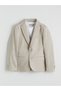 Beige Linen Look Boy's Suit - 2