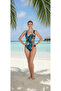 Floral Print Gather-Up U-Neck Swimsuit - 2