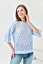 Women's Crew Neck Knit Detail Patterned Oversize Knitwear Sweater 10755 - 4