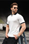 White Polo Collar Knitwear Men's T-Shirt E7470