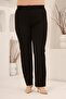 Elastic Waist Plus Size Gabardine Wide Leg Trousers Black - 4
