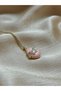 Pink Enamel Covered Medallion Necklace |   Elegant Vintage Look Embroidered Necklace