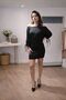Off-The-Shoulder Lace-Up Black Mini Dress