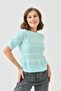 Women's Crew Neck Knit Detail Openwork Knitwear Sweater 10698 - 4
