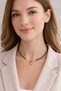 Navy Blue Natural Stone Moon Figured Bead Necklace with Gold Color Detail for Daily Use Women's Necklace - 2