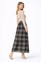 Women's Plaid Patterned Black Chiffon Skirt - 2