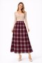 Women's Plaid Patterned Burgundy Chiffon Skirt
