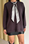 Premium Modal Scarf Detailed Crew Neck Oversize Tunic 1177 - 2