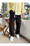 Basic Baggy Linen Trousers Black - 5