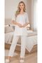 New Season Ecru Short Sleeve Scallop Linen Detailed Special Design Summer Maternity Pajama Set - 2