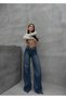 Lace-Up High Waist Wide Leg Jeans - 2