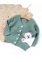 Pulover HIDEN BEAR verde-alb