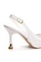 Moire White Stone Transparent Heeled Shoes - 2