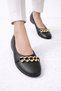 Women's Gold Chain Stone Detailed Flat Ballerinas – Casual & Office Stylish Comfortable Shoes - 3