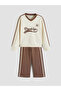 Giyçık Store Ecru Brooklyn Printed Girls' Sweatshirt and Sweatpants