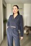 Waist-Tied Soft Textured Belted Padded Jacket and Trousers Set - 5