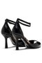 Leria Women's Black Leopard Detailed Ankle Buckle 8.5 cm Thin Heeled Open Toe Shoes - 4