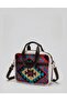 Handwoven Hand & Shoulder & Laptop Bag (Kilim Patterned, Lined, Nubuck Leather) - 2