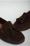 Women's Genuine Leather Dark Brown Tasseled Daily Stylish and Comfortable Ballerinas