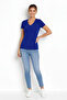 T-Shirt V-Neck Slim Fit Lycra T-Shirt Daily Basic Body - Indigo - 2