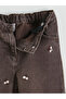 Brown Girls' Jean Pants with Adjustable Elastic Waist - 2