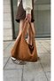 The Moiss Tan Color Suede Fabric Knitted Textured Casual Large Size Women's Shoulder Bag - 2