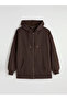 Brown Hooded Women's Thick Zippered Sweatshirt - 2
