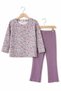 New Season Cotton Seasonal Lycra Straight-Leg Purple Floral Girls' Set - 3
