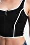 Front Zipper Contrast Ribbed Crop Tank Top – Stretchy Fabric, Modern and Trendy Design - 7
