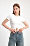 Front Ring Crop Blouse – Stretchy Fit, Metal Accessory Detail - 5