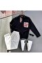 طقم قميص وبنطلون من الكتان المطرز كبير الحجم مكون من قطعتين - 2