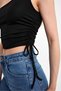One-Shoulder Ring Detail Gathered Crop Blouse – Stretchy Fabric, Modern and Trendy Design - 7