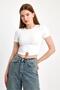 Front Ring Crop Blouse – Stretchy Fit, Metal Accessory Detail - 3