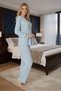 Women's Blue Long Sleeve Buttoned Lace Detailed Design Maternity Pajama Set - 8