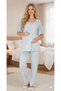 New Season Blue Scallop Linen Detailed Special Design Summer Cotton Maternity Pajama Set - 7