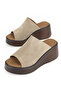 , Women's Genuine Leather Padded Slippers 1611047Z1700 Mink - 5